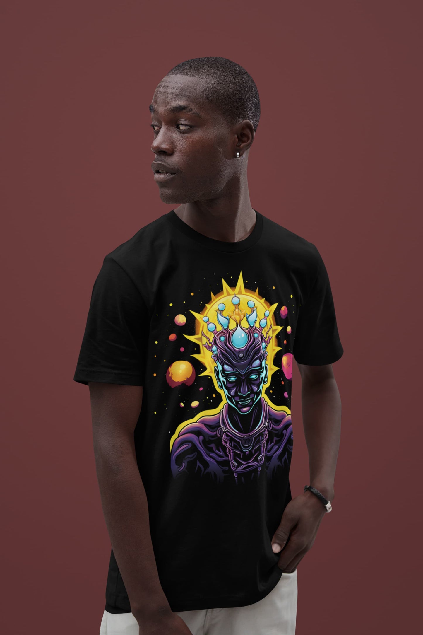 Sci fi graphic tee Galactic Emperor alien ruler glowing crown