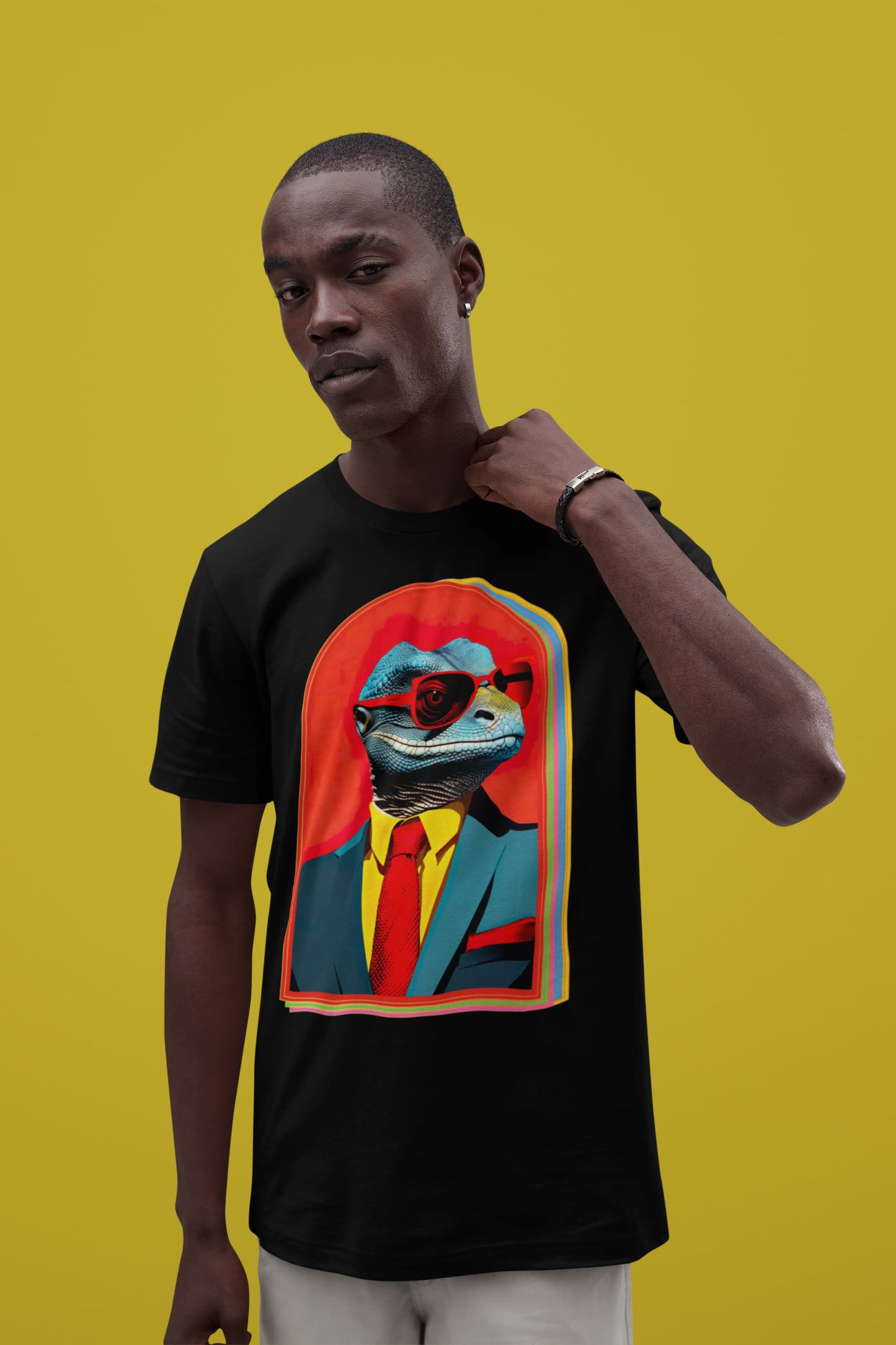 Lizard Persona abstract tee chameleon reptile vibrant psychedelic geometric