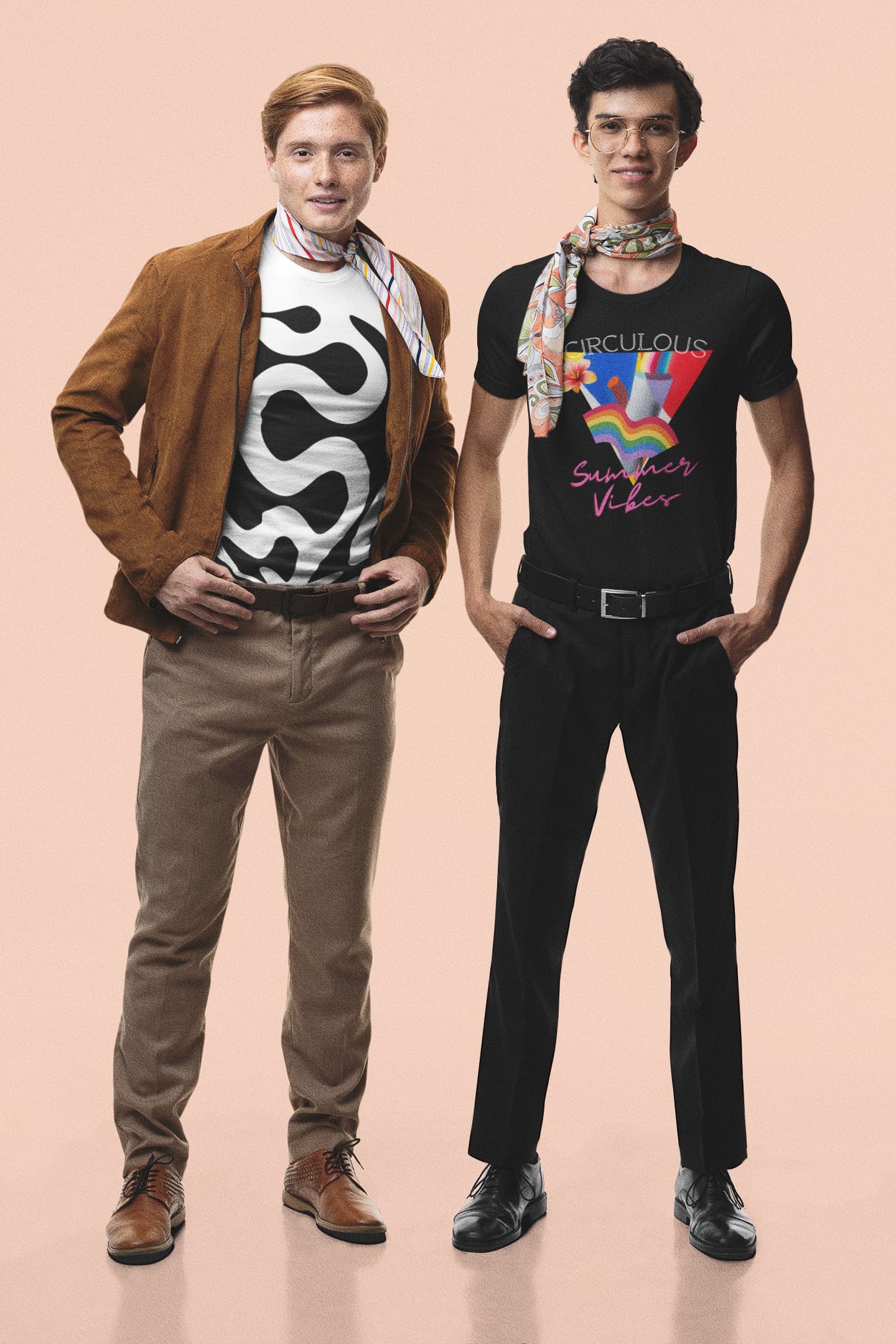 Black graphic tee Summer Vibes maximalist collage colorful shapes