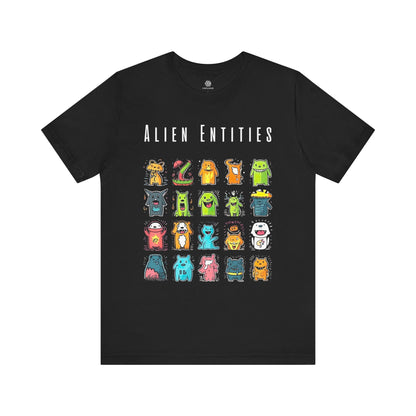 black unisex surreal alien graphic t-shirt