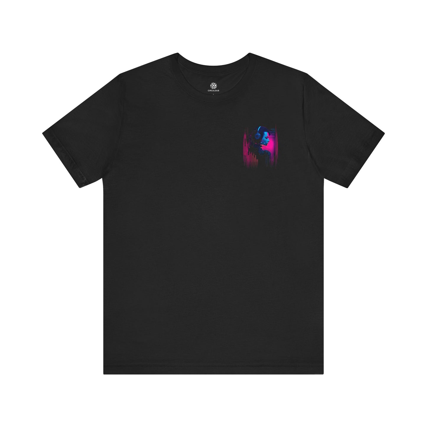 Audio Punk t-shirt, black, back print, cyber audio design