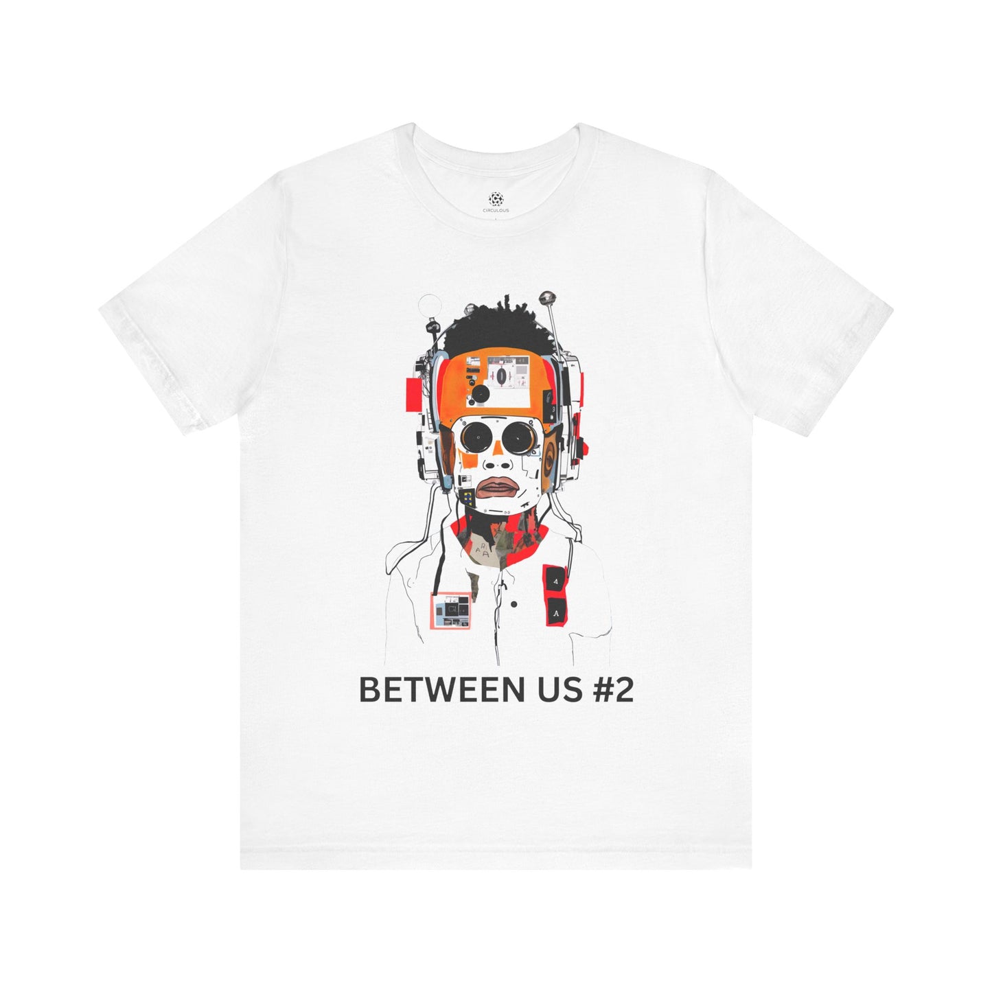 Between Us #2 urban graphic t-shirt in white by CIRCULOUS, front print