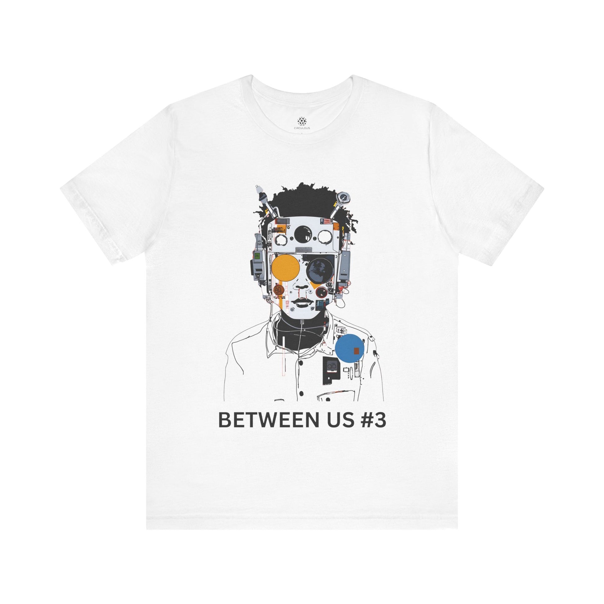 Between Us #3 futuristic graphic t-shirt in white by CIRCULOUS, front print