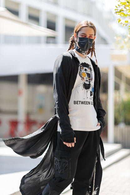 Between Us #3 white cyborg graphic t-shirt styled streetwear