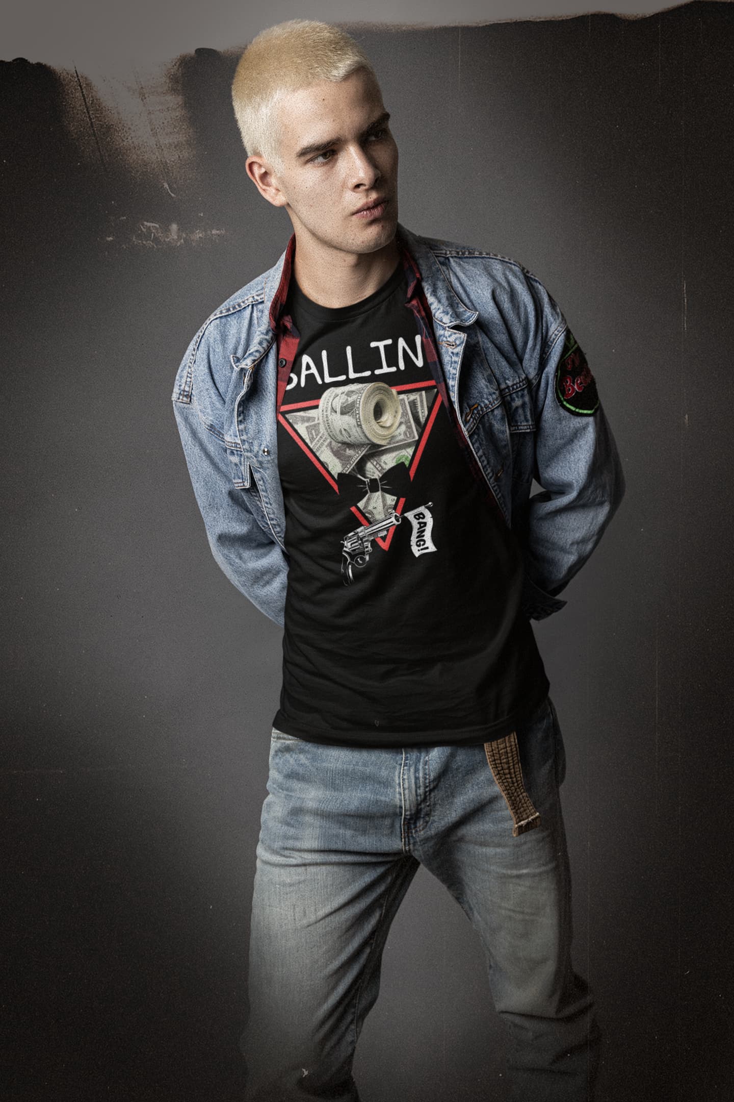 Black Ballin’ tee mockup showing the statement graphic with strong contrast