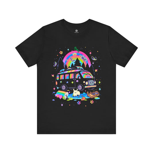 CIRCULOUS Colorful Camper psychedelic retro graphic tee black unisex shirt
