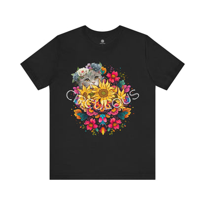 CIRCULOUS Floral Eclipse cat graphic tee black unisex shirt
