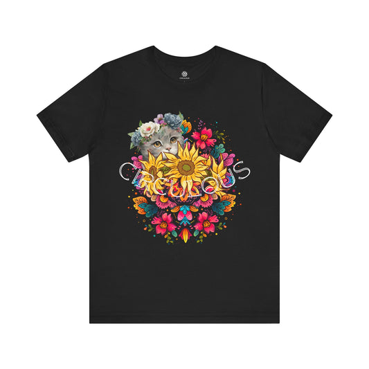 CIRCULOUS Floral Eclipse cat graphic tee black unisex shirt
