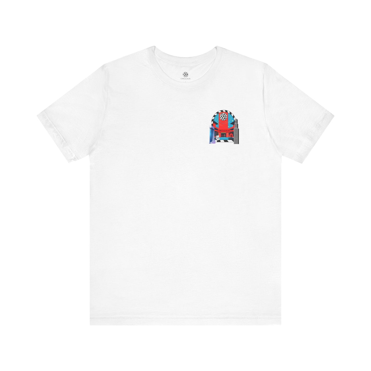 Streetwear graphic tee Circulous Headquarters retro building art
