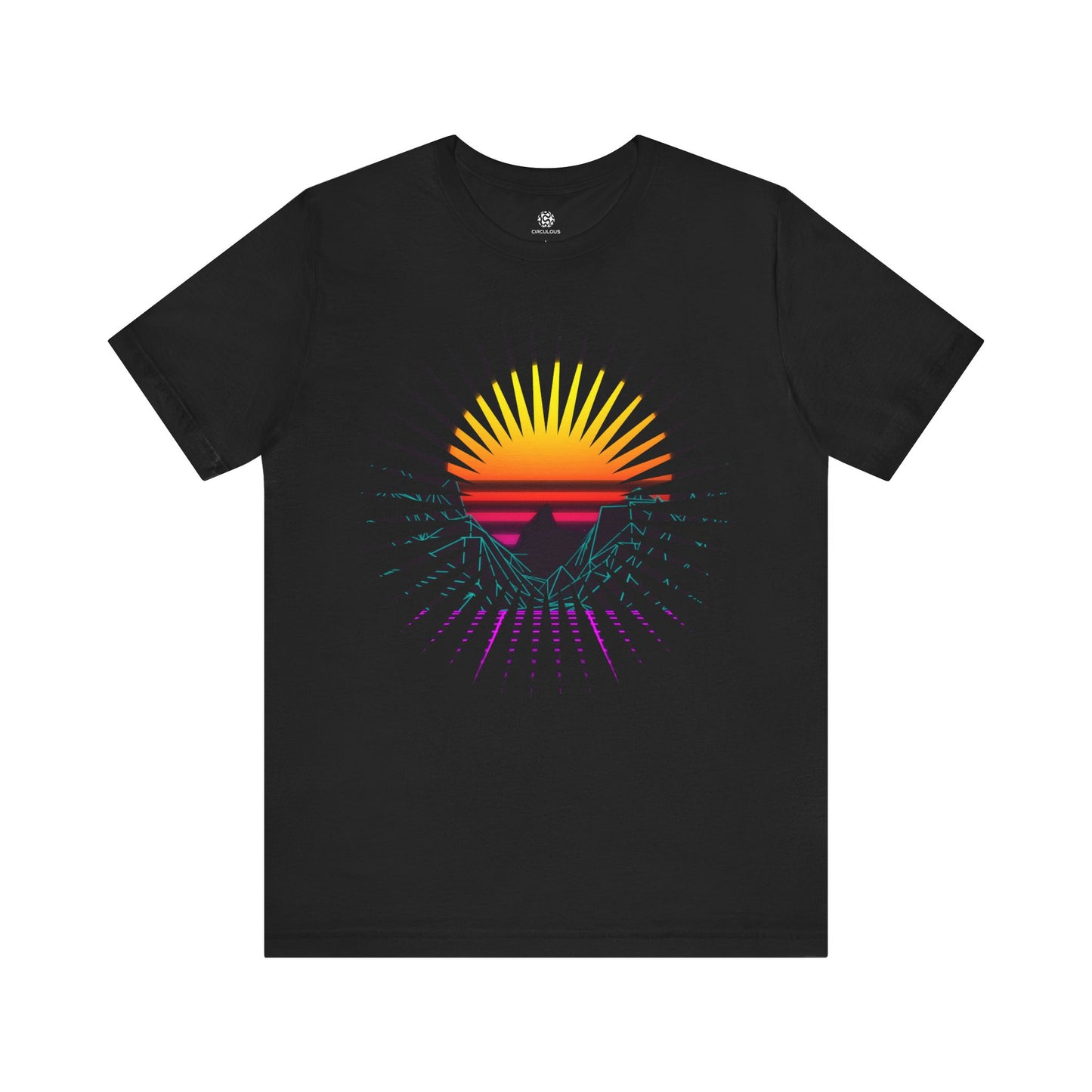 CIRCULOUS Sunset Splash synthwave graphic tee black unisex
