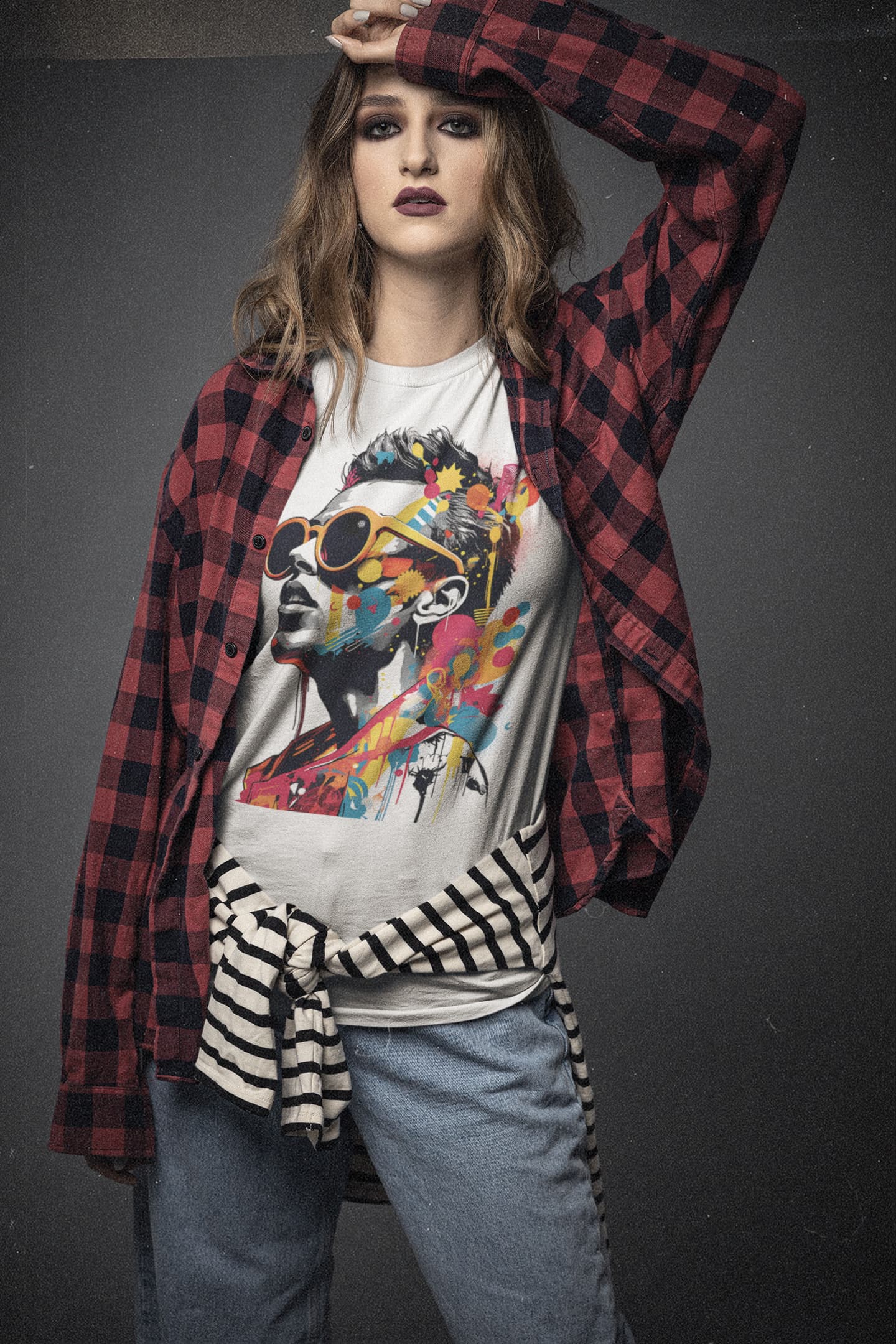 Colorful Dream artistic graphic t-shirt multicolor portrait design
