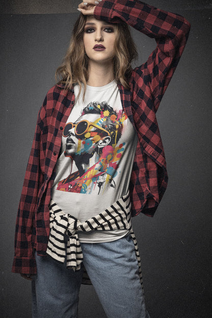 Colorful Dream artistic graphic t-shirt multicolor portrait design
