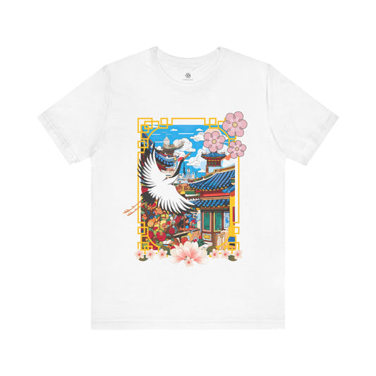 Colorful Streets aesthetic t-shirt traditional architecture crane design
