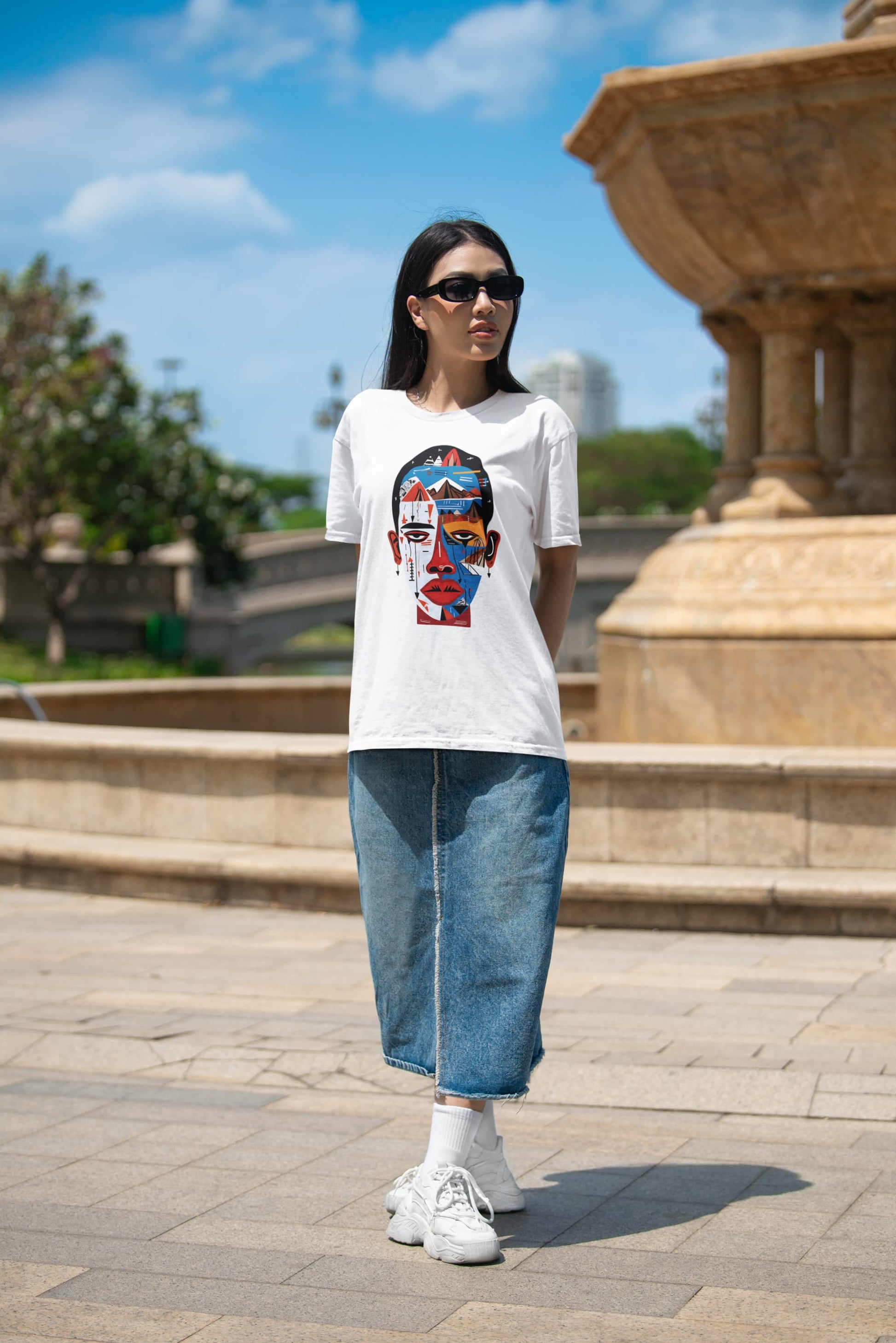 Forgotten Face tribal t-shirt geometric portrait cultural design
