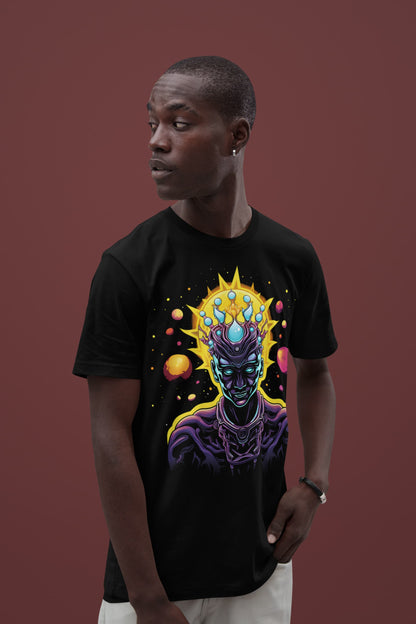 Sci fi graphic tee Galactic Emperor alien ruler glowing crown
