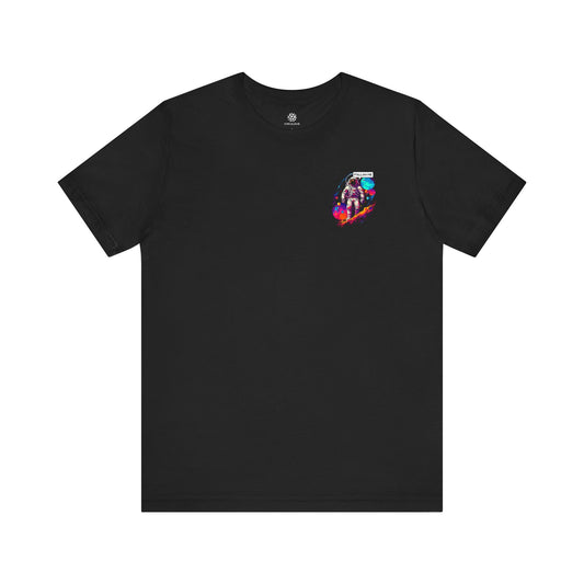 Galaxy Roamer black t-shirt front view logo unisex fit

