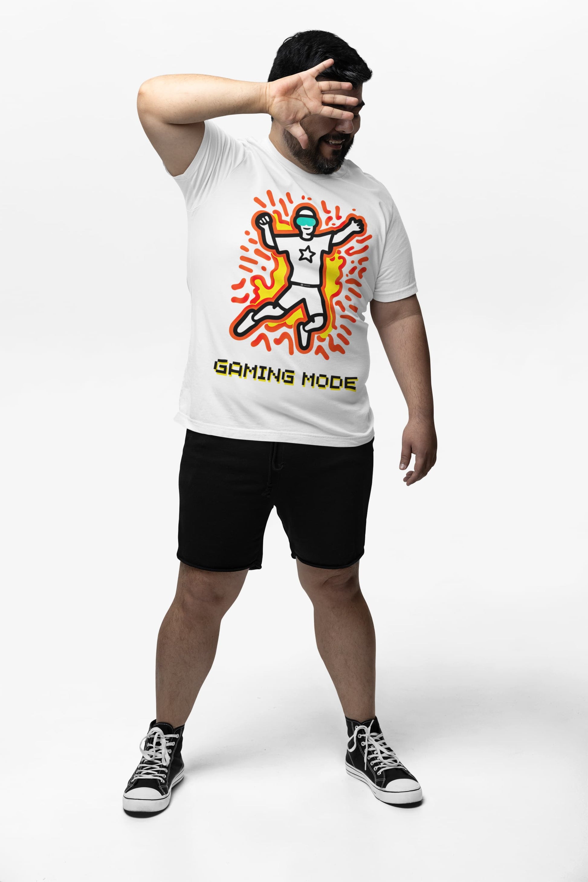 Gaming Mode VR t-shirt gamer celebration pixel font design
