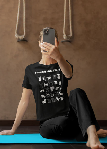 Cool graphic tee Hidden Lifeforms optical illusion creatures
