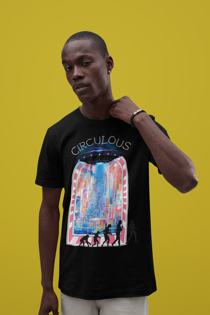 Infinity City UFO tee evolution beam colorful design
