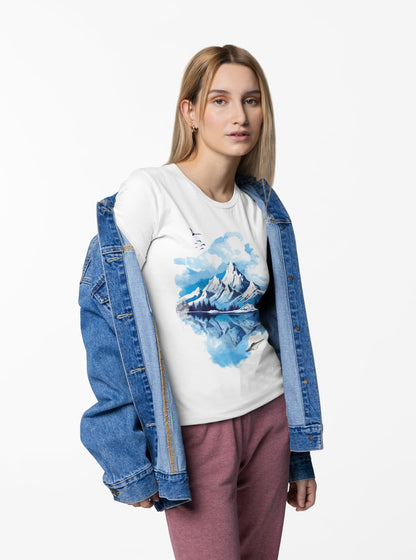 Watercolor graphic tee Interstellar Skies peaceful landscape nature
