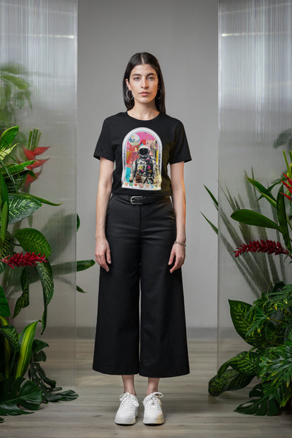 Black space t shirt Lunar Discoverer celestial gateway astronaut
