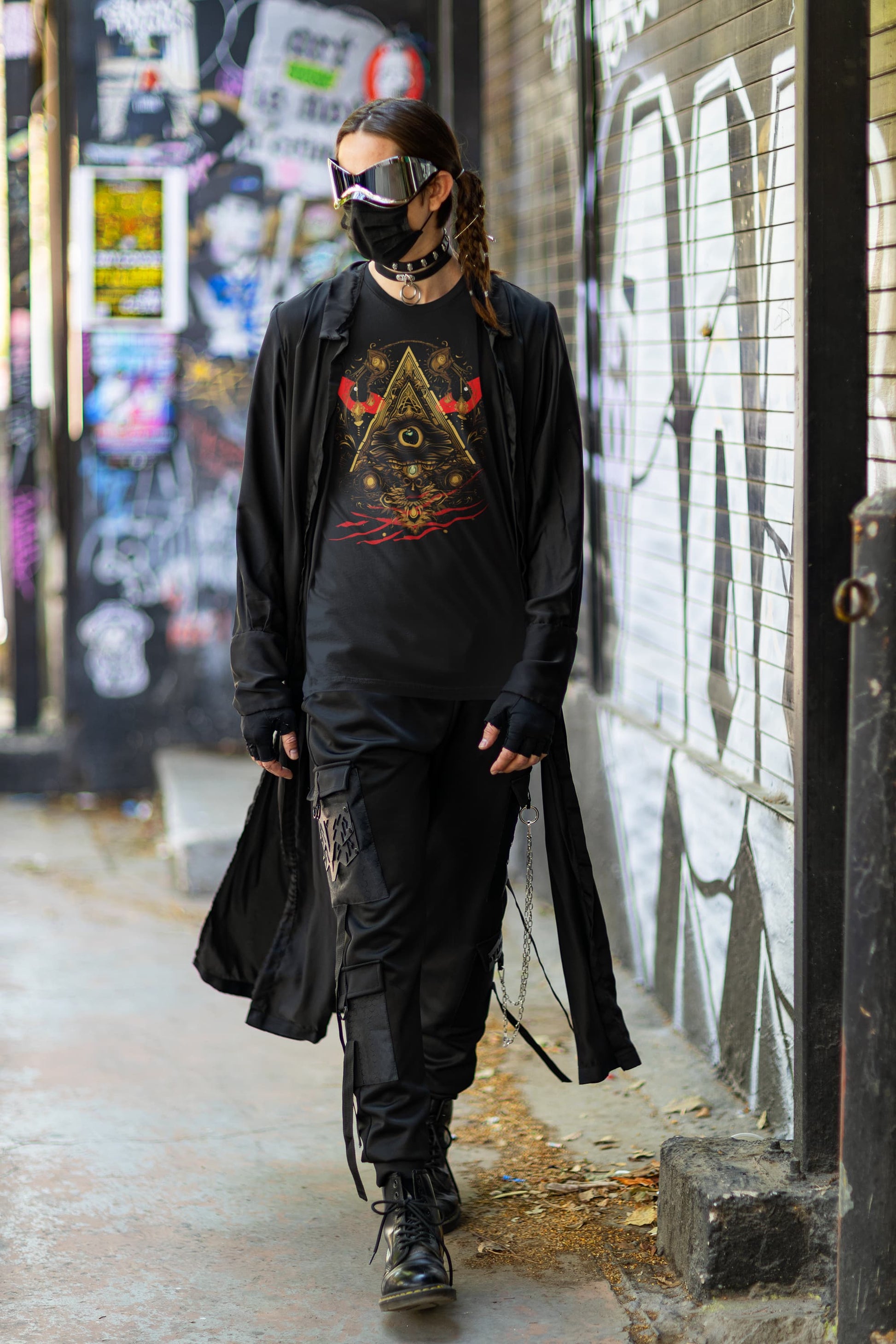 Black graphic tee Masonic Capture secret society occult symbols
