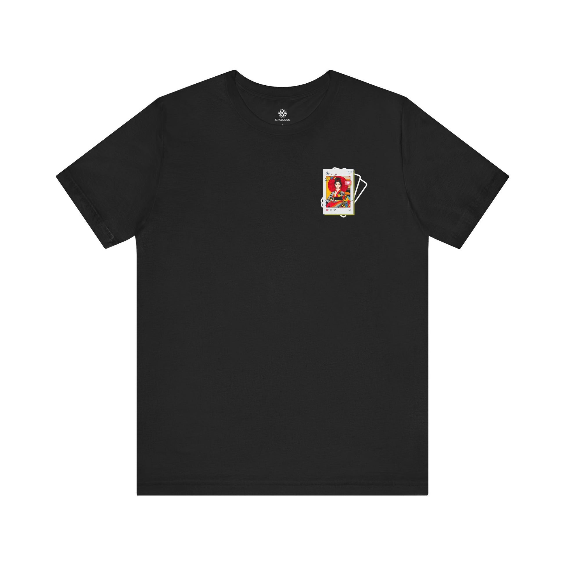 Modern Chic black t-shirt front view logo unisex fit

