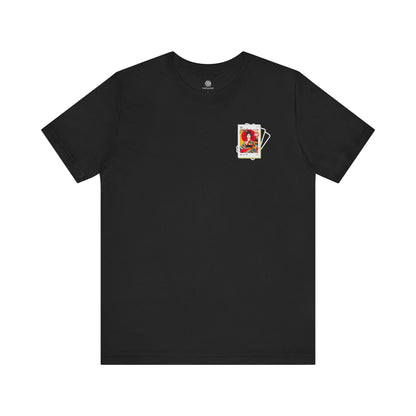 Modern Chic black t-shirt front view logo unisex fit


