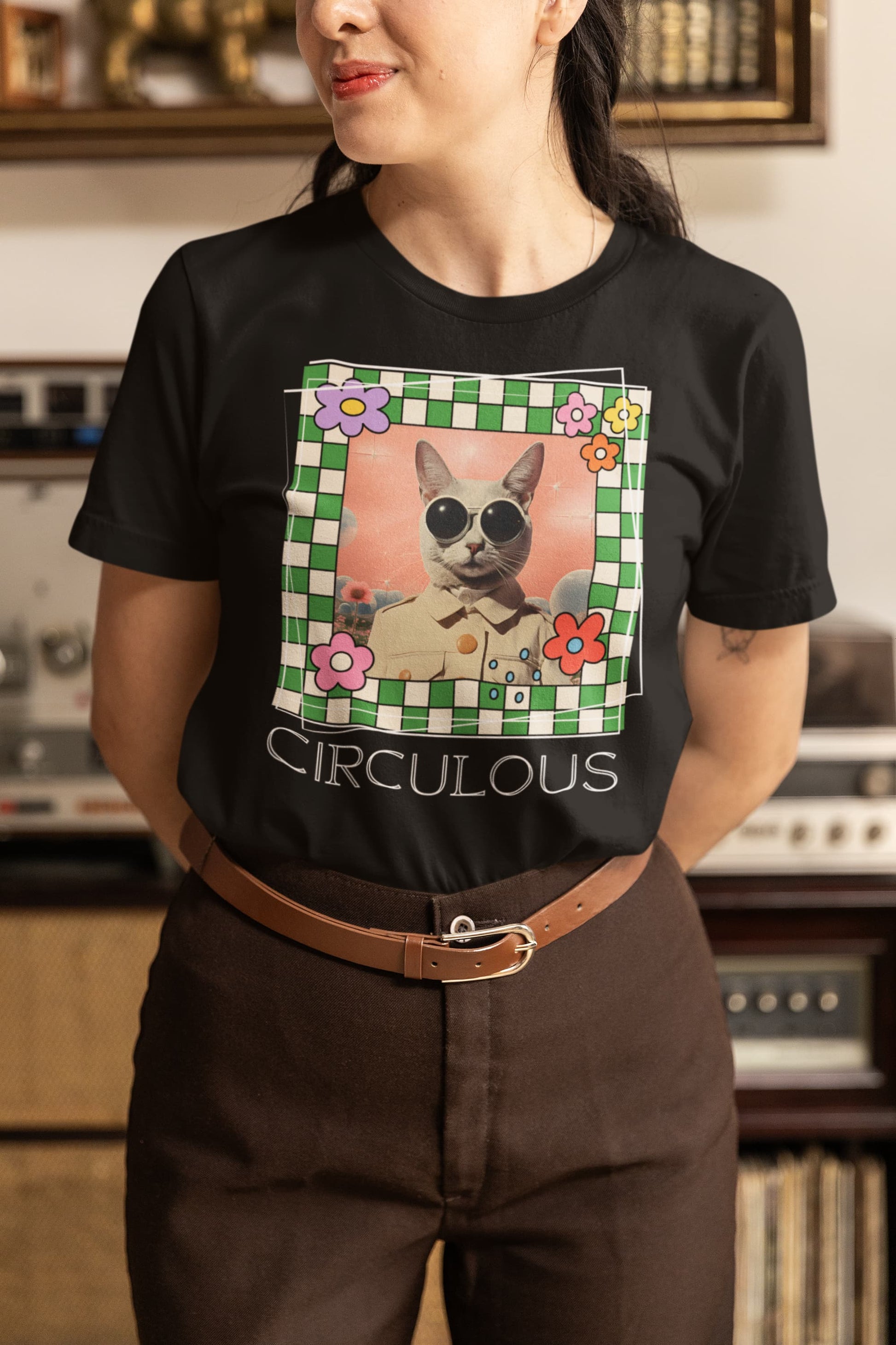 Space graphic tee Sci-Fi Cat astronaut feline galaxy stars
