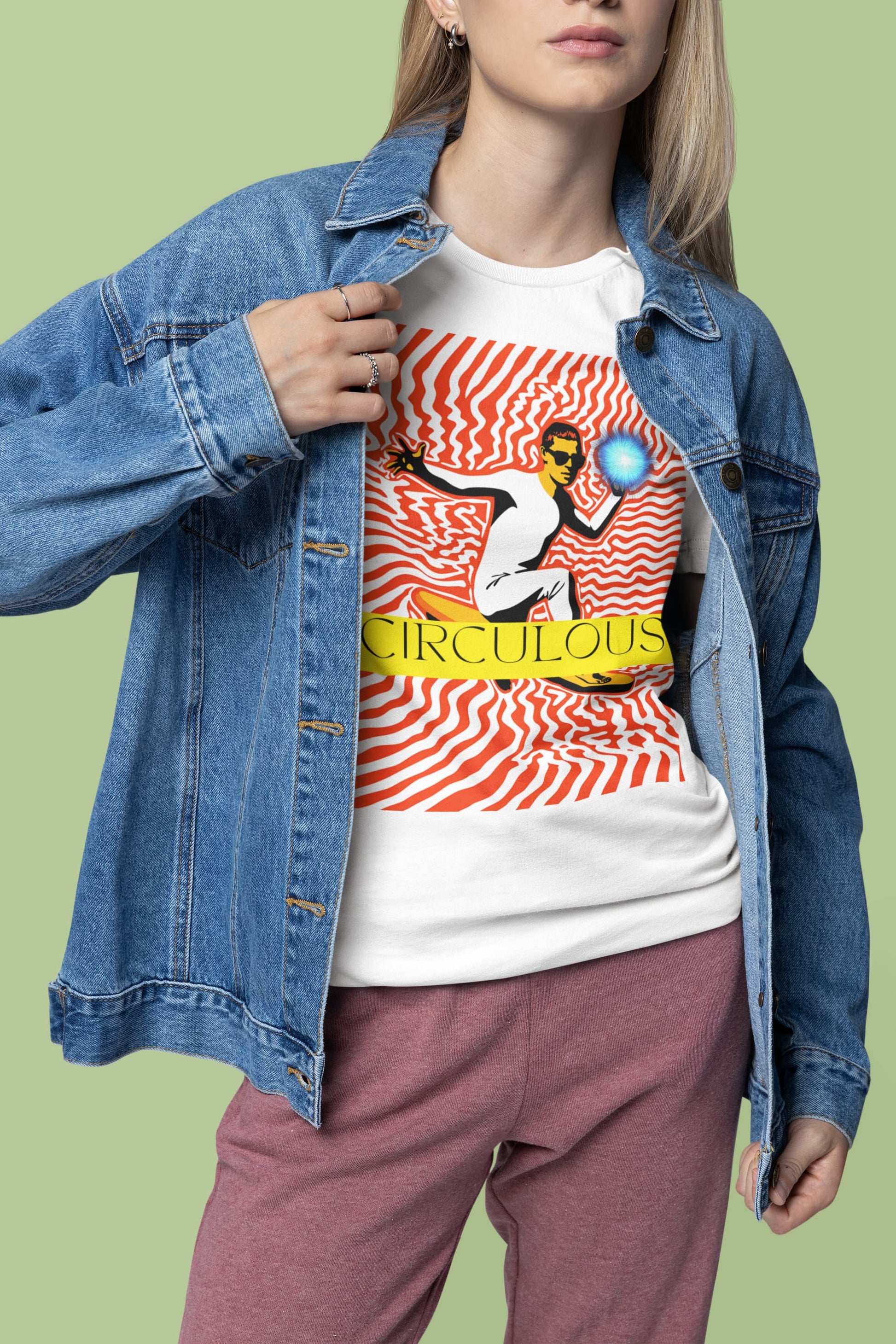 White graphic tee Surfing Ecstasy wavy psychedelic surfer silhouette
