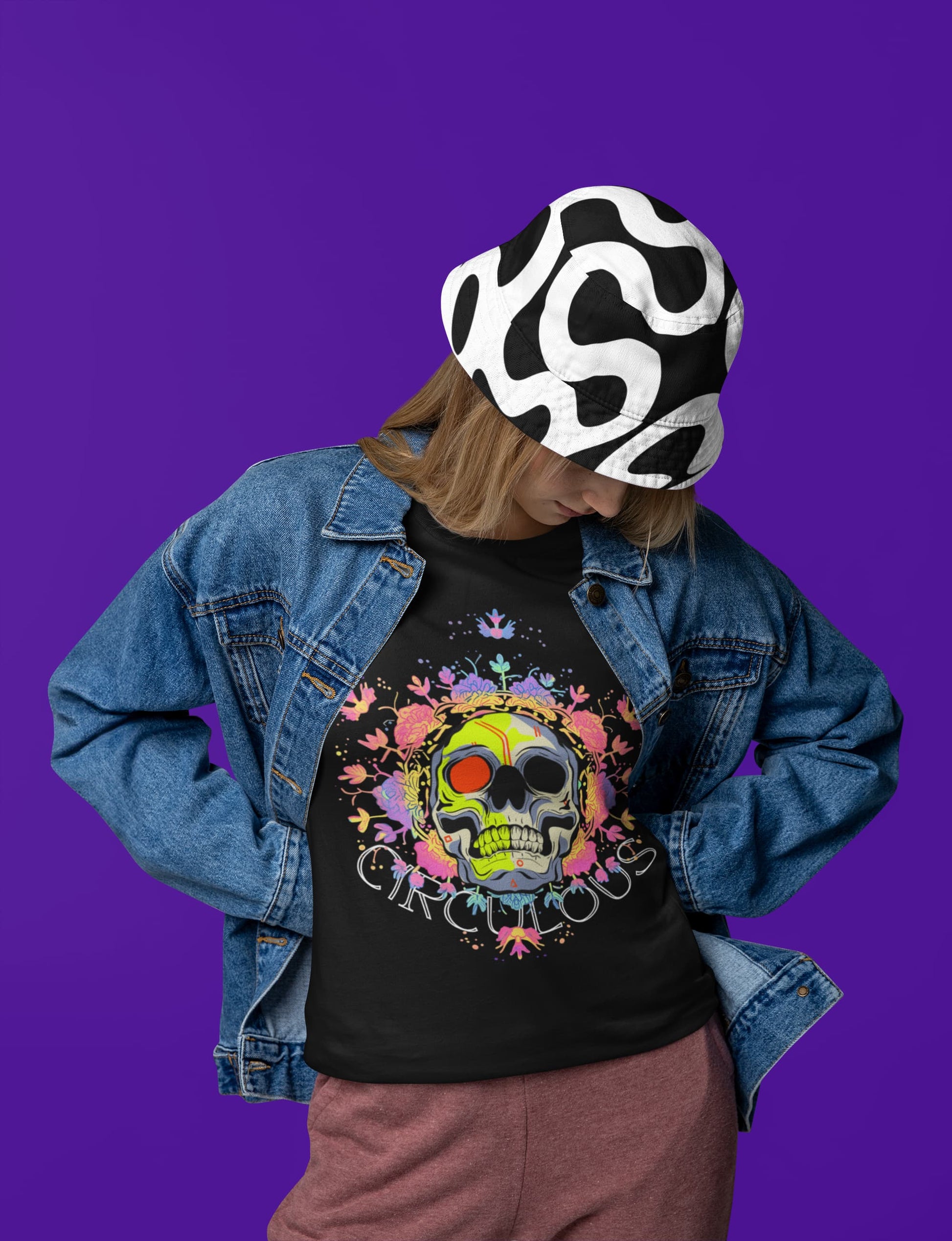 Surreal Harmony skull tee neon painted baroque frame pastel flowers
