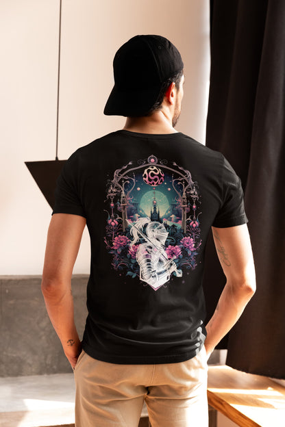 Surreal Kingdom gothic tee back print castle knight ornamental frame
