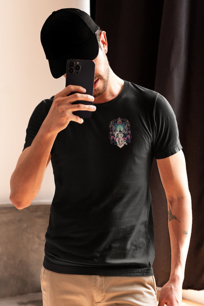 Surreal Kingdom art nouveau tee ornate portal cosmic castle knight black
