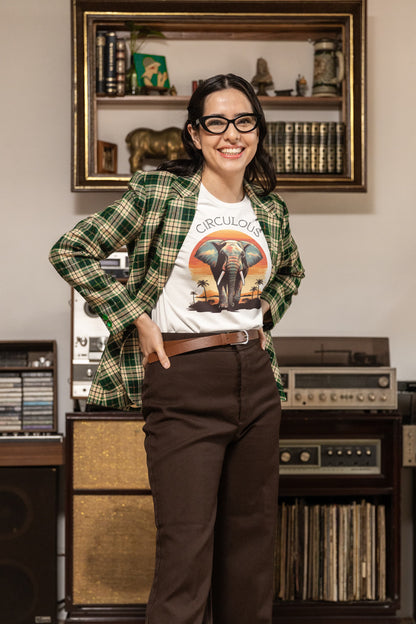 Elephant graphic tee Walking Wonder vibrant geometric safari wildlife
